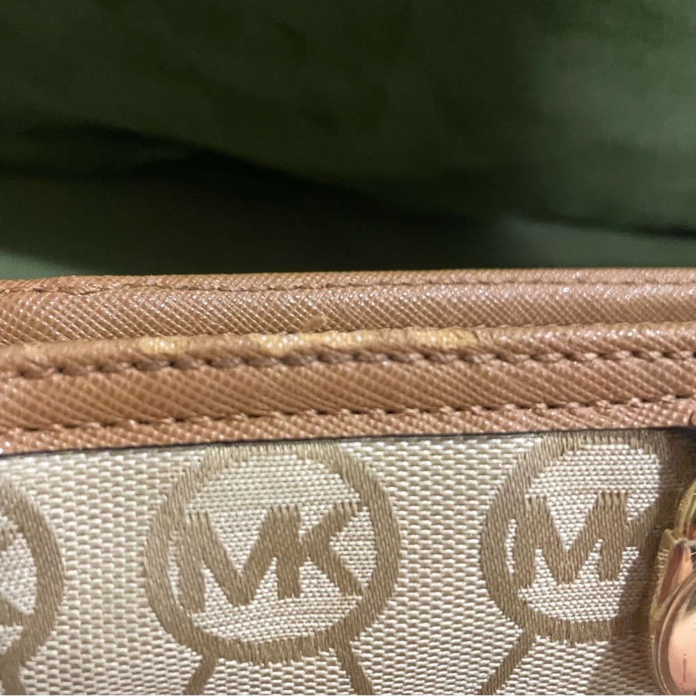 Michael Kors Tan and Brown Crossbody Bag with Signature MK Design - Picture 7 of 11